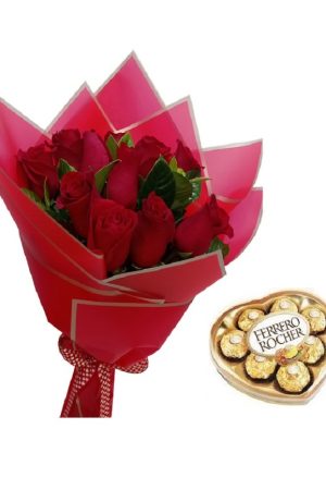 Bouquet de Rosas x 12 & Ferrero Corazón