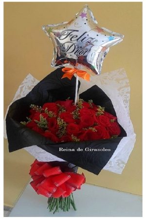 Bouquet Promo x 24 rosas + 1 globo